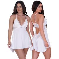 Kit 3 Camisolas Com Calcinha Feminina Sexy de Renda e Microfibra Sensual sem Bojo