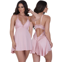 Kit 3 Camisolas Com Calcinha Feminina Sexy de Renda e Microfibra Sensual sem Bojo