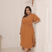 Vestido Midi Plus Size em Tecido Duna – Nelima
