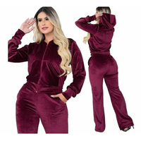 Conjunto Aveludado feminino Plush Capuz com bolso P, M, G, GG