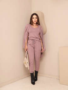 CONJUNTO FEMININO LANZINHA 3 PEÇAS REGATA CARDIGAN E CALÇA