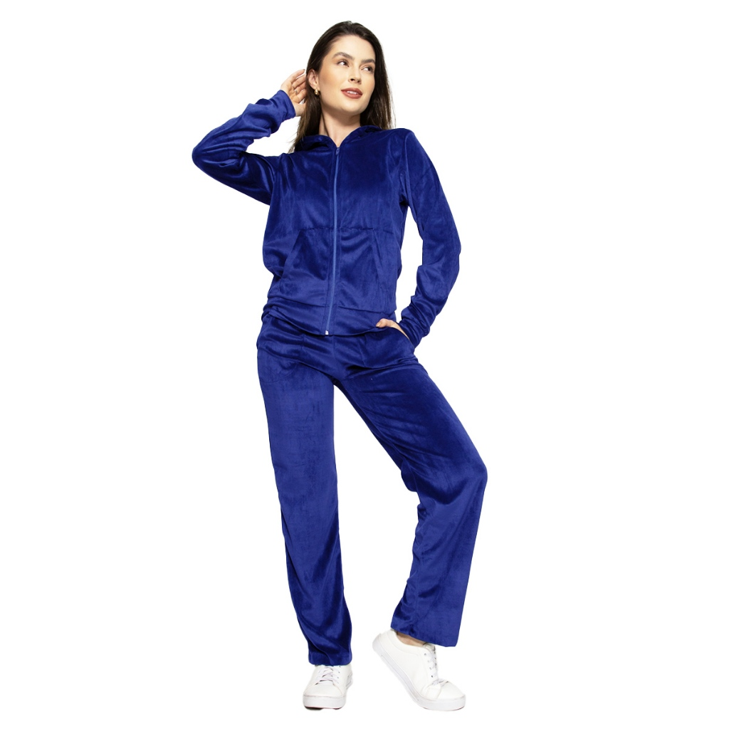 Conjunto Feminino de Veludo Plush com Capuz - Nelima
