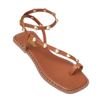 SANDÁLIA RASTEIRA FEMININA TIRAS COM APLIQUE BOHO CHIC