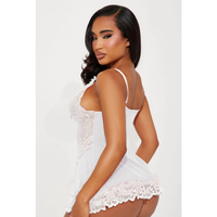 Camisola de Tule Transparente e Renda com Calcinha