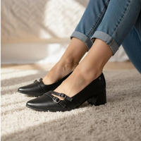 SAPATO SCARPIN FEMININO SALTO BLOCO COM FIVELAS ELEGANTE | NELIMA MODA