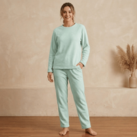 PIJAMA FEMININO DE VELUDO MANGA LONGA COM CALÇA | NELIMA MODA