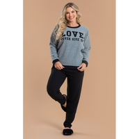 PIJAMA FEMININO SOFT PELUCIADO "AMOR NUNCA DESISTA" CONFORTO E ACONCHEGO | NELIMA MODA