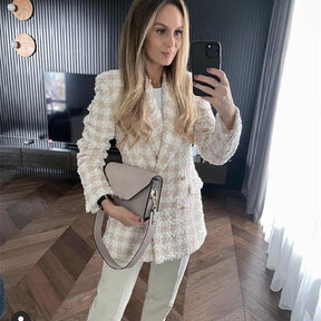 Blazer Feminino Tweed Xadrez - Nelima