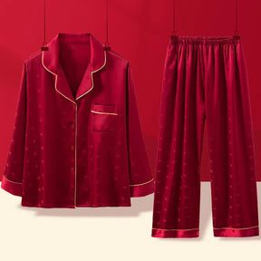 Conjunto de Pijama de Seda Bettina para Mulheres na Primavera e Outono - Nelima